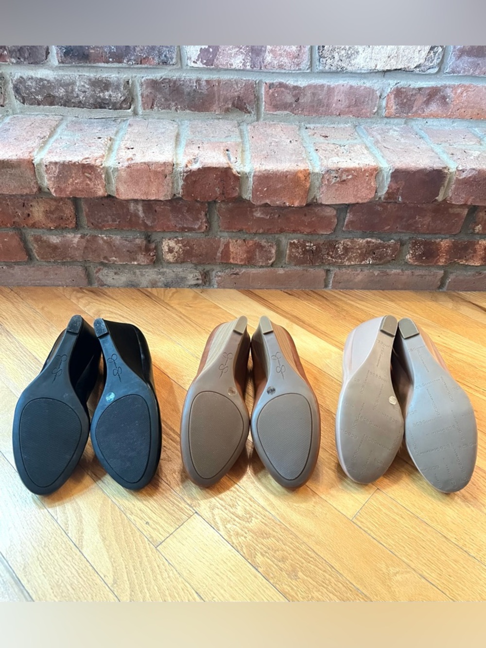 Jessica Simpson Sampson Round Toe Wedge Heels Lot of 3 Pairs Black Brown Tan - Picture 3 of 12